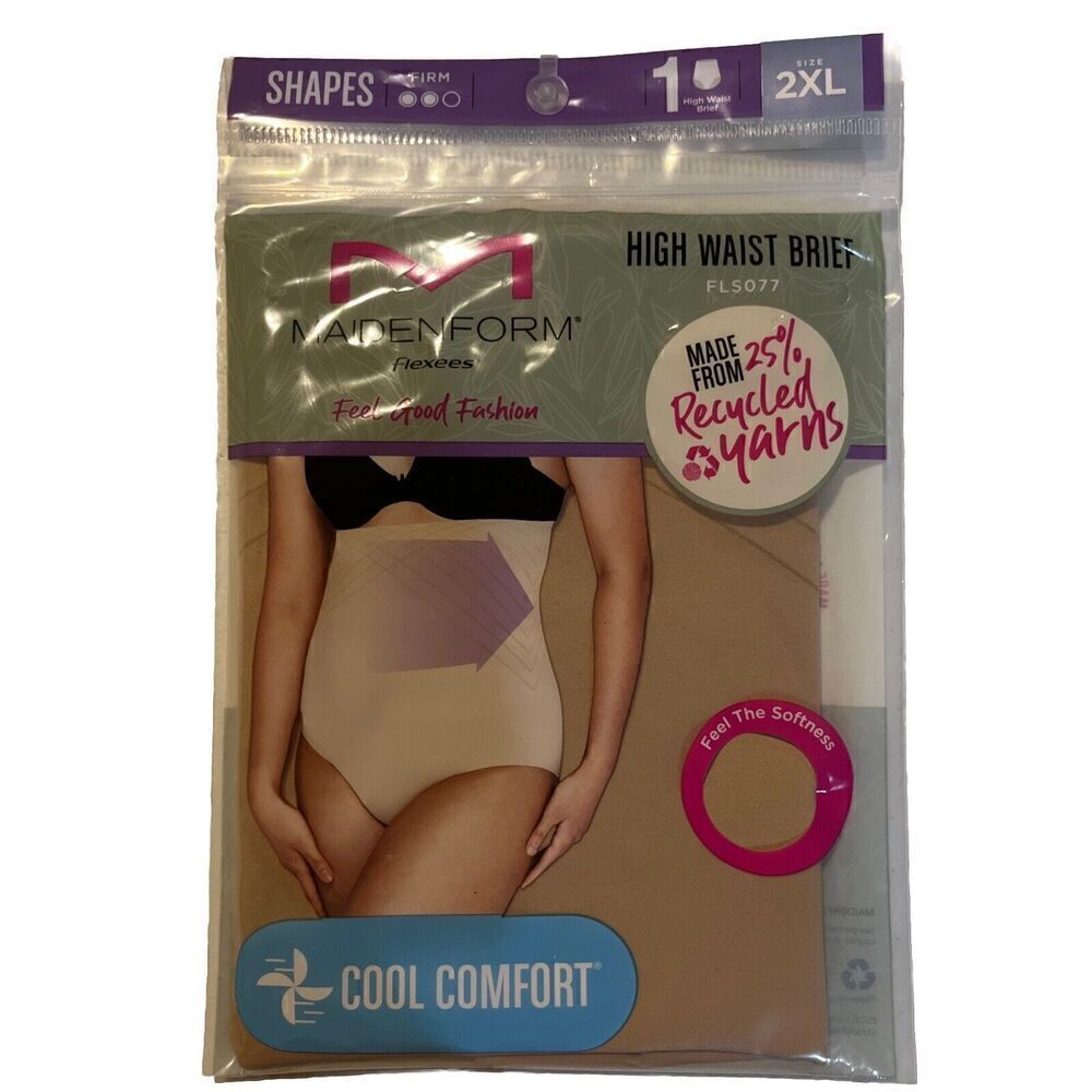 MAIDENFORM FLEXEES FEEL GOOD FASHION HIGH WAIST BRIEF SIZE 2XL BEIGE